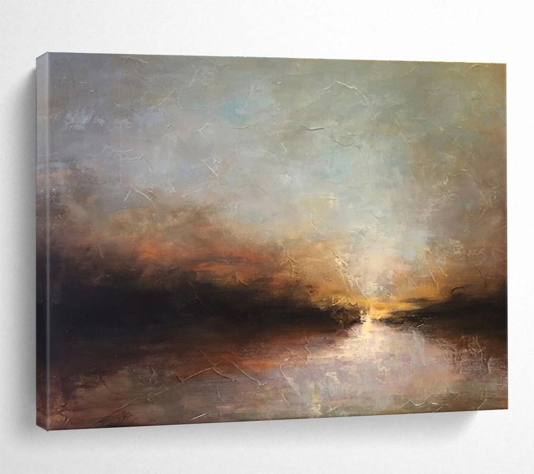 Abstract Landscape Painting on Canvas - “Sunset Reflections” DKH774