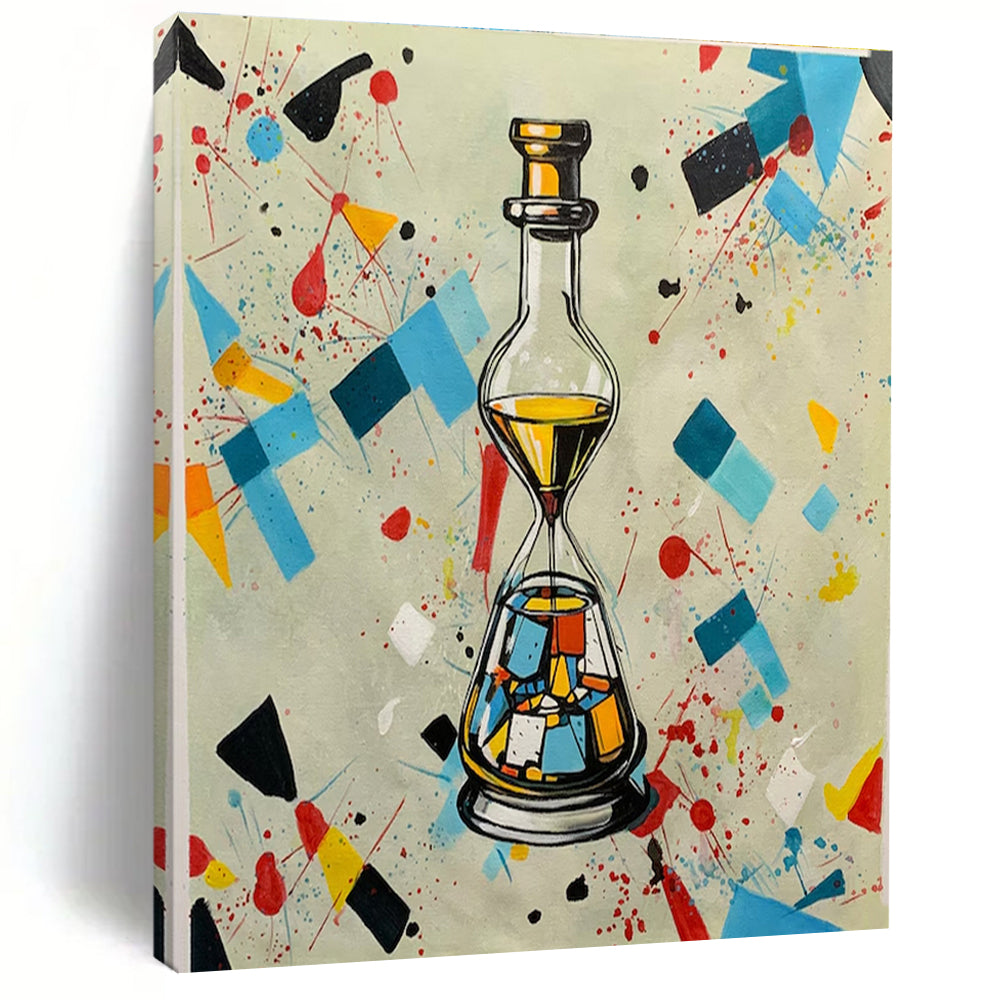 Large Colorful Splash Hourglass – Perfect for Eclectic Café & Creative Studio Break Area LargeART0718