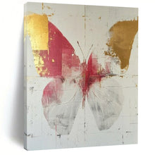 Load image into Gallery viewer, Abstract Butterfly Art, Red - and - Gold Toned Painting for Elegant Dining Room &amp; Art Deco - Style Hallway LargeART2207
