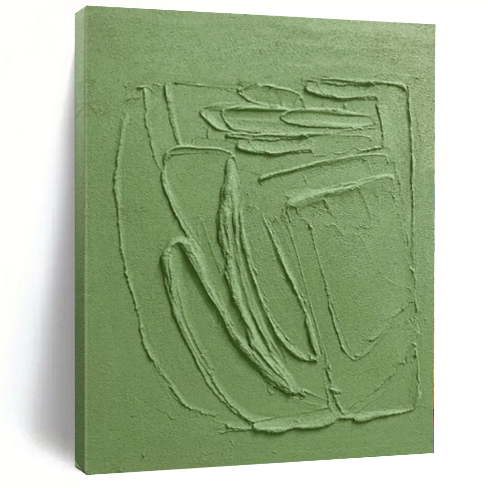 Large - Scale Hand - painted Textured Green Relief Acrylic Art for Nature - Themed Hallways LargeART0192