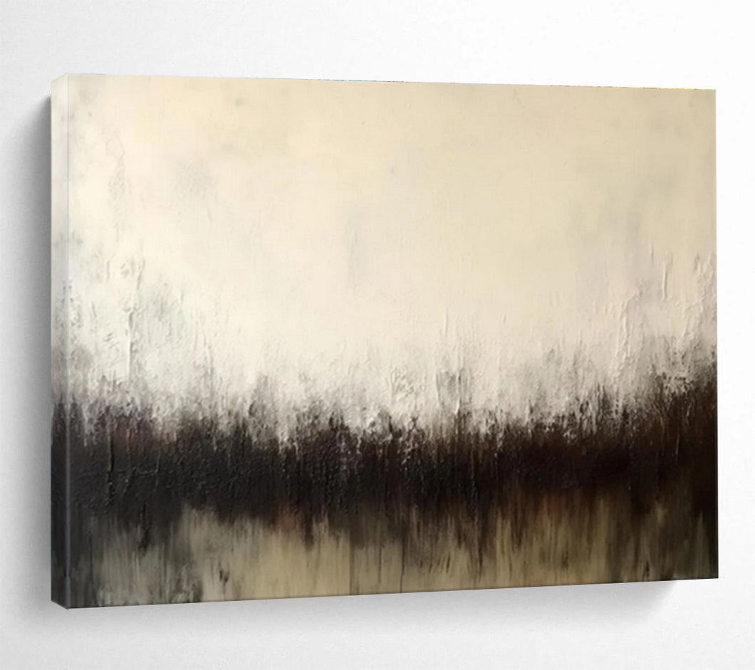 Dark - Hued Abstract Landscape Painting On Canvas for Industrial Loft & Dimly - Lit Study DKH333