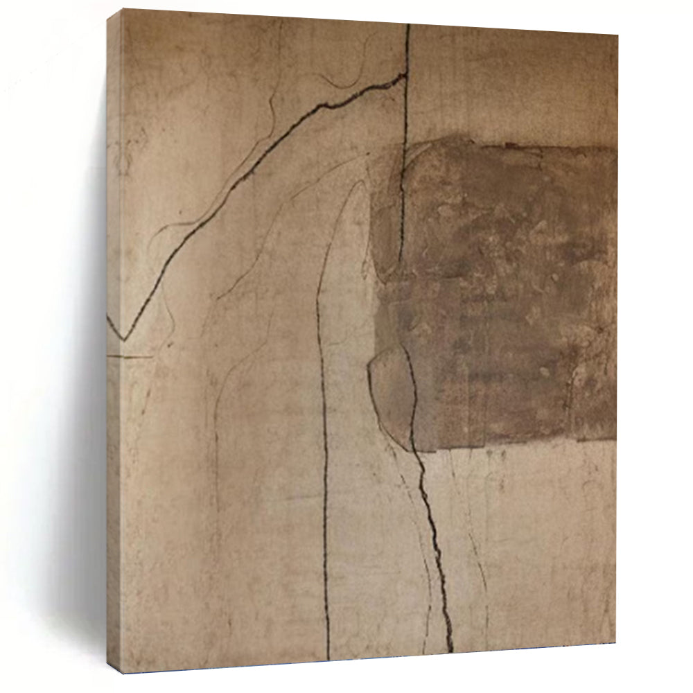 “Cracked Brown Abstract” - Textured Minimalist Art on Canvas DKH1661