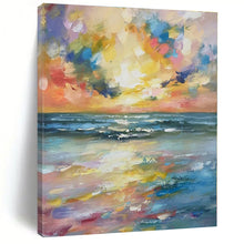 Load image into Gallery viewer, Impressionist Seaside Sunset Painting, Suited for Beach House Dining Room &amp; Coastal Bedroom LargeART1396
