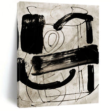 Load image into Gallery viewer, “Ink Abstraction” - Black, gray, dynamic brushstrokes on light background DTP169
