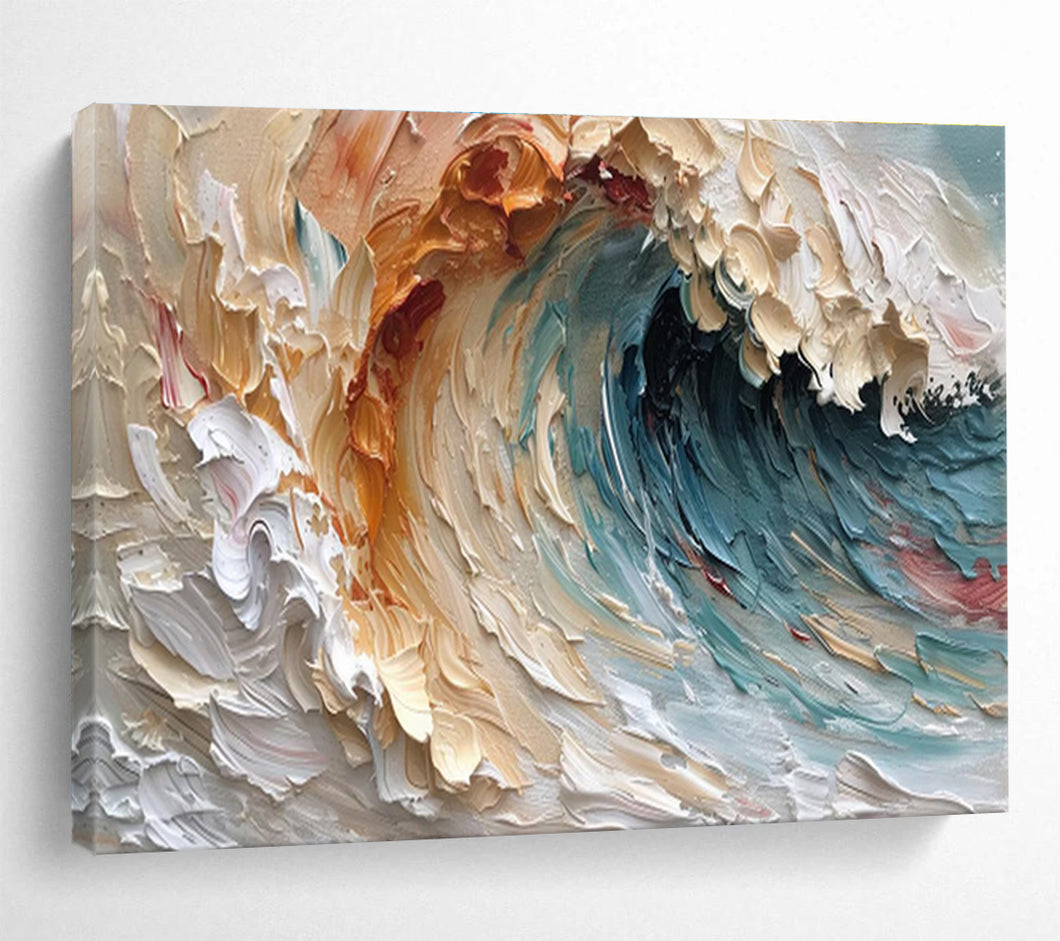 Colorful Wave Textured Abstract Painting on Canvas - “Ocean Energy” DKH676