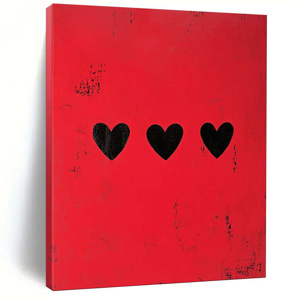 Red & Black Minimalist Abstract Art, Suited for Edgy Living Room & Bold Bedroom LargeART1935