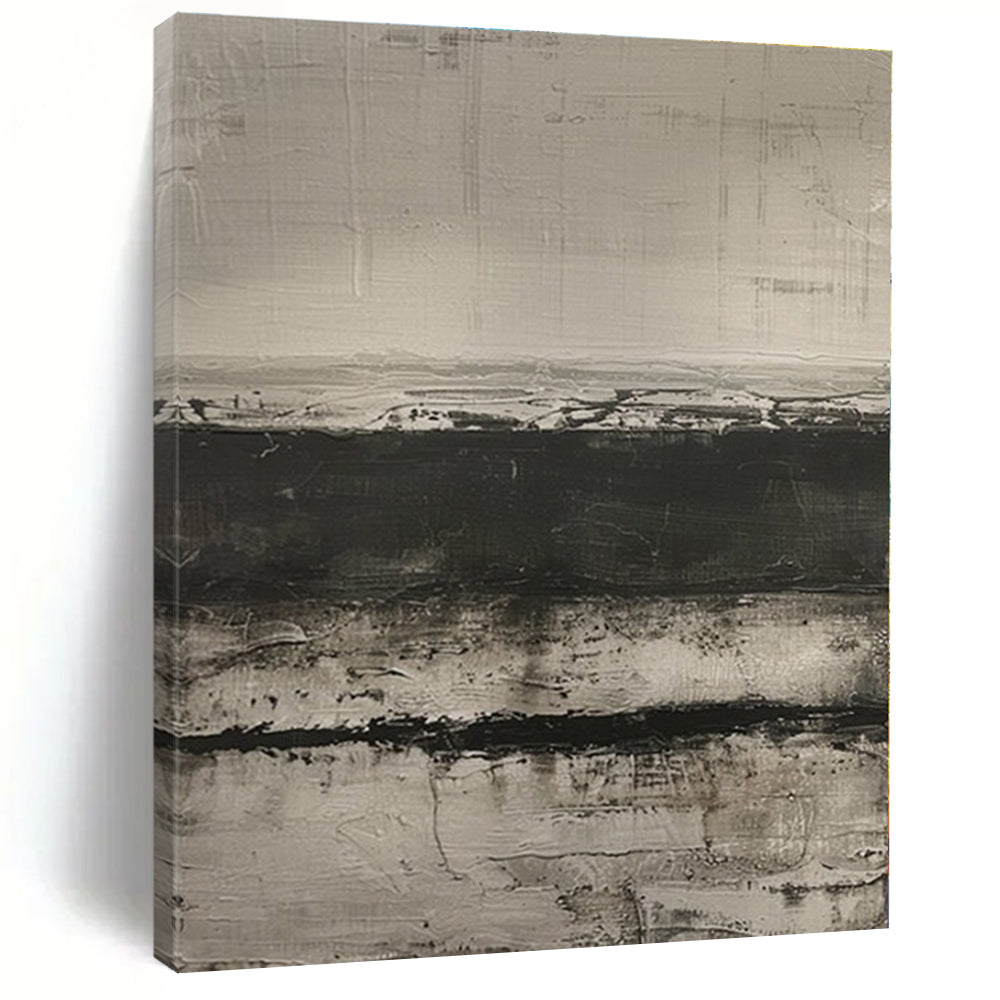 Black & White Textured Abstract Painting, Suited for Contemporary Art Gallery Wall & Minimalist Bedroom LargeART1369