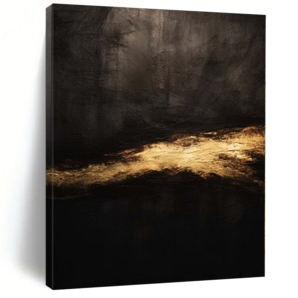 Grand Hand - painted Dark and Gold Abstract Mystery Acrylic Art for Luxe - Themed Home Theaters LargeART0230