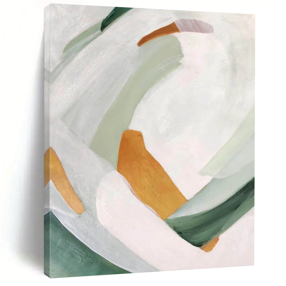 Soft Shapes in Green and White – Minimalist Abstract with Delicate Colors DTP257