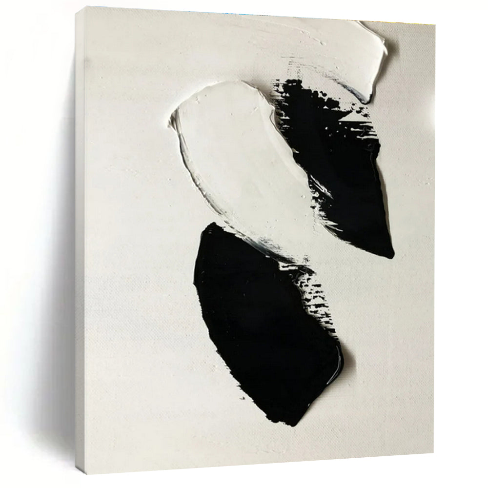 Black - White Textured Shapes Art – Ideal for Modern Monochrome Bathroom & Edgy Art Studio LargeART0710