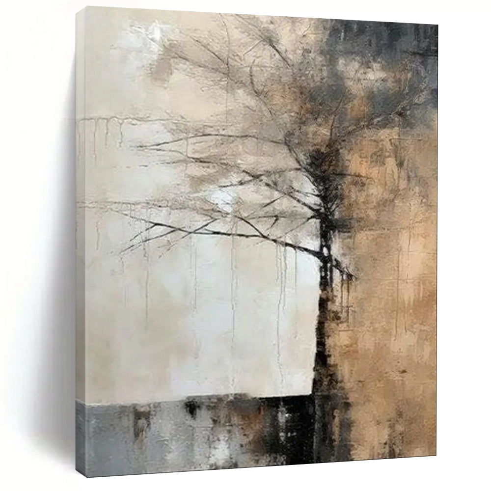 Grey - Toned Abstract Tree Painting, Ideal for Minimalist Bedroom & Nature - Inspired Library LargeART1929