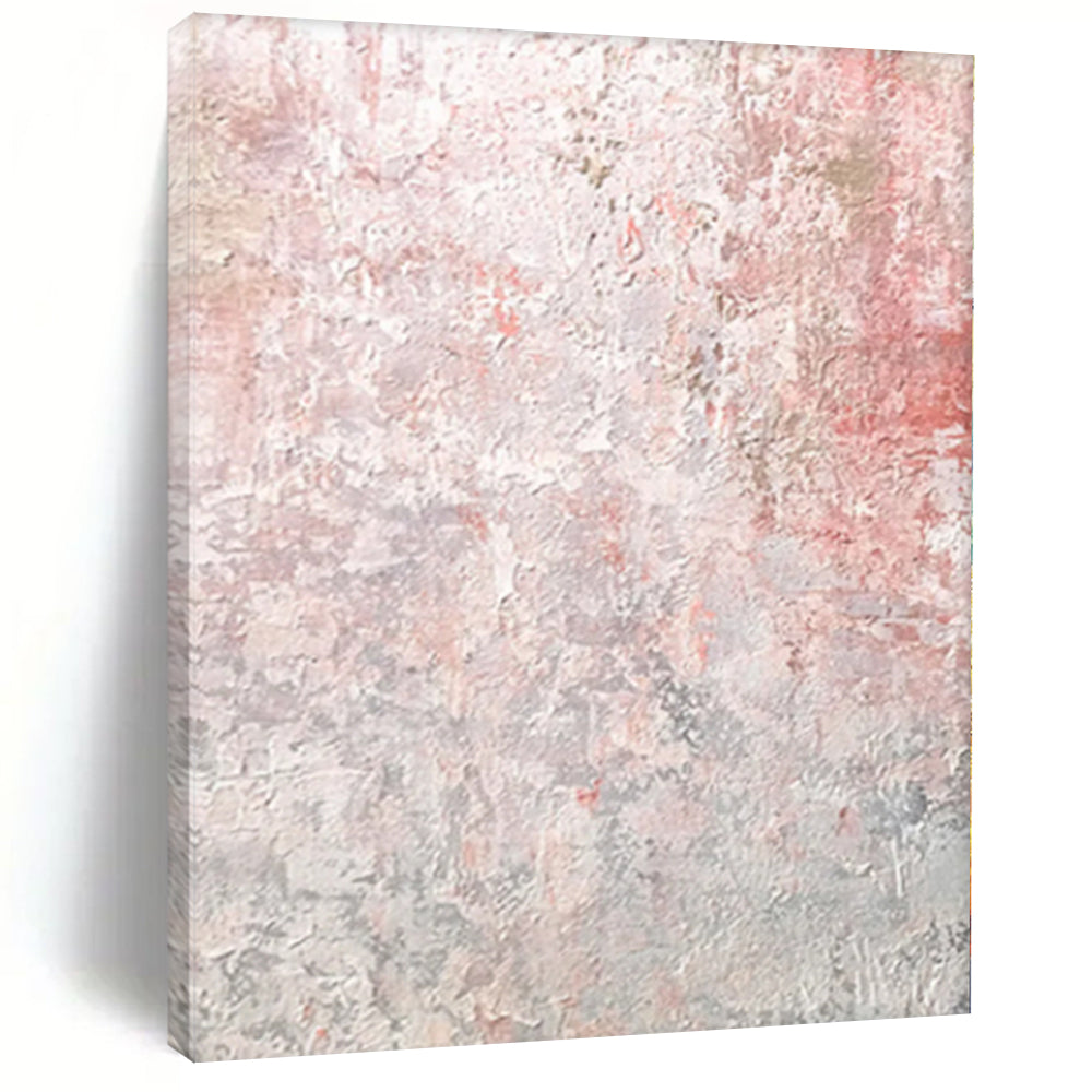 Hand - painted Generous - sized Soft Pink and Gray Abstract Texture Acrylic Art for Chic Dressing Rooms LargeART0050