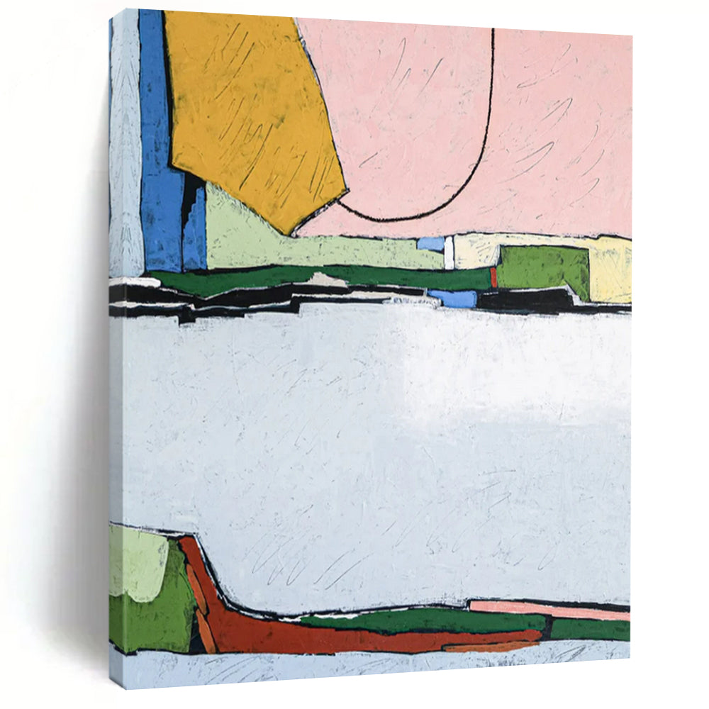 Color - Blocked Abstract Cityscape Painting - Ideal for Modern Living Room & Urban Office LargeART2373