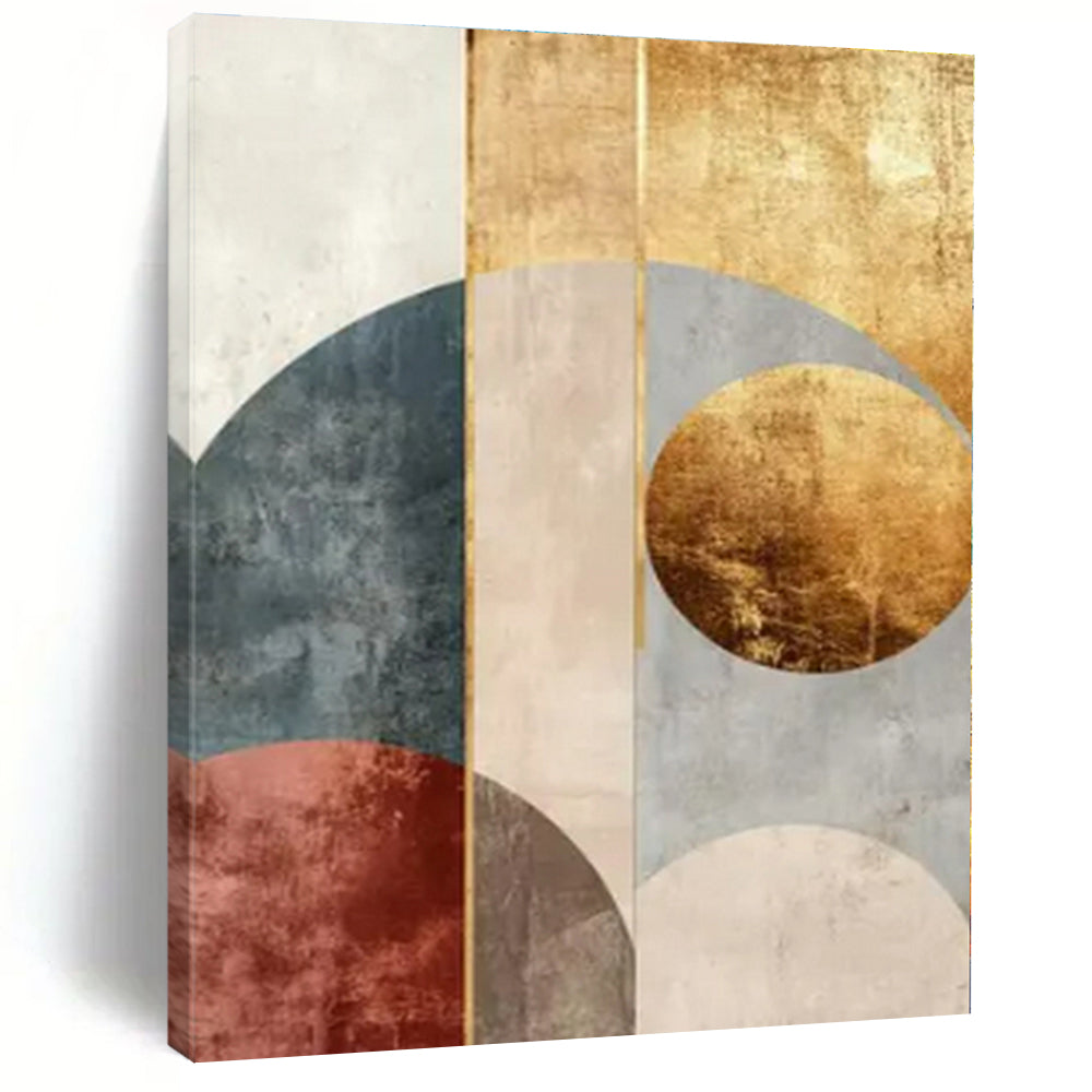 Geometric Gold & Earth - Tone Abstract 2 Canvas Painting, Great for Minimalist Dining Room & Art - Centric Hotel Lobby LargeART1247