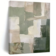Load image into Gallery viewer, Green - Beige Abstract Geometric Painting, Ideal for Modern Office &amp; Minimalist Living Room LargeART2053
