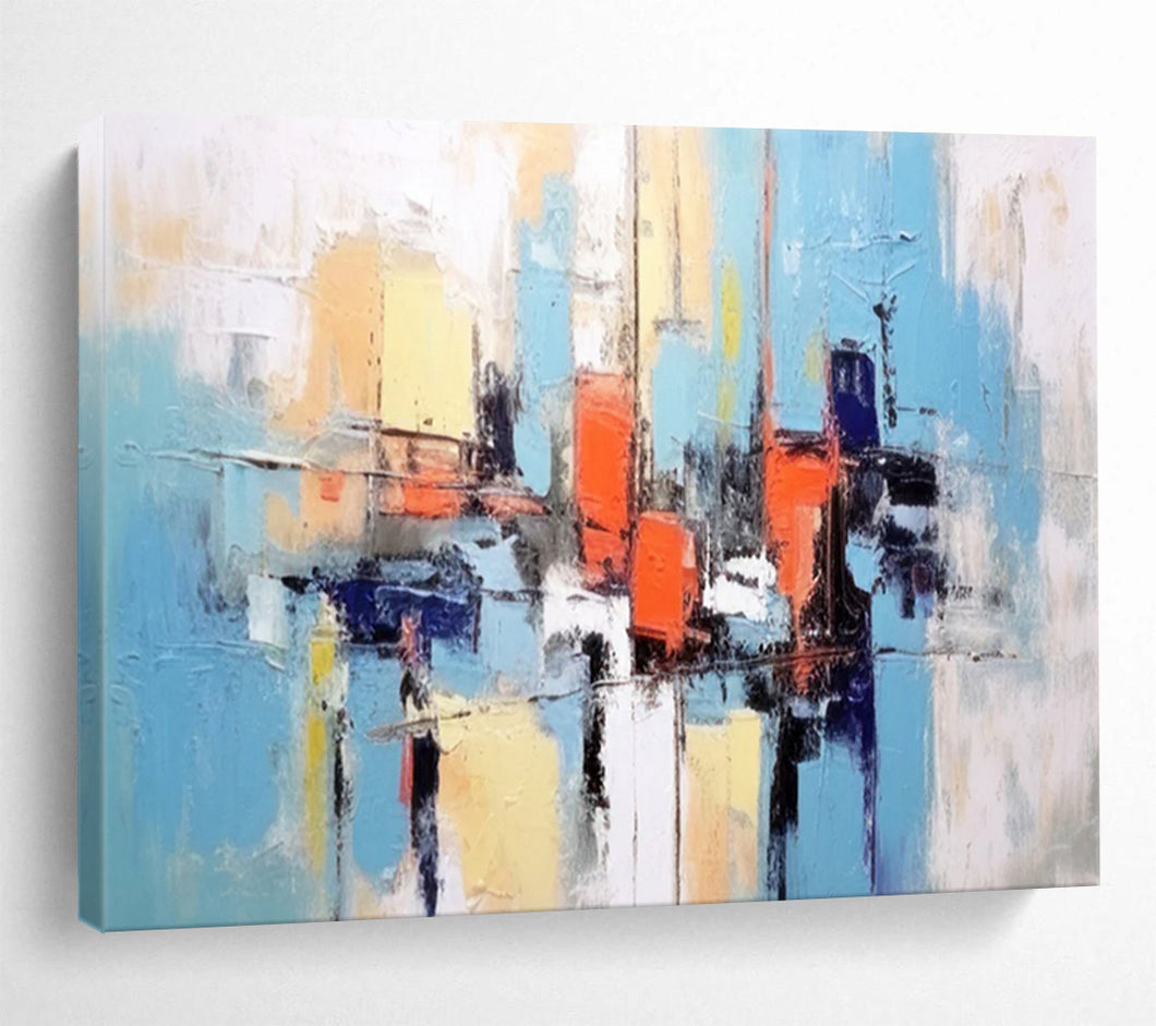 Abstract City Blocks in Bright Hues Abstract acrylic painting DLZ068