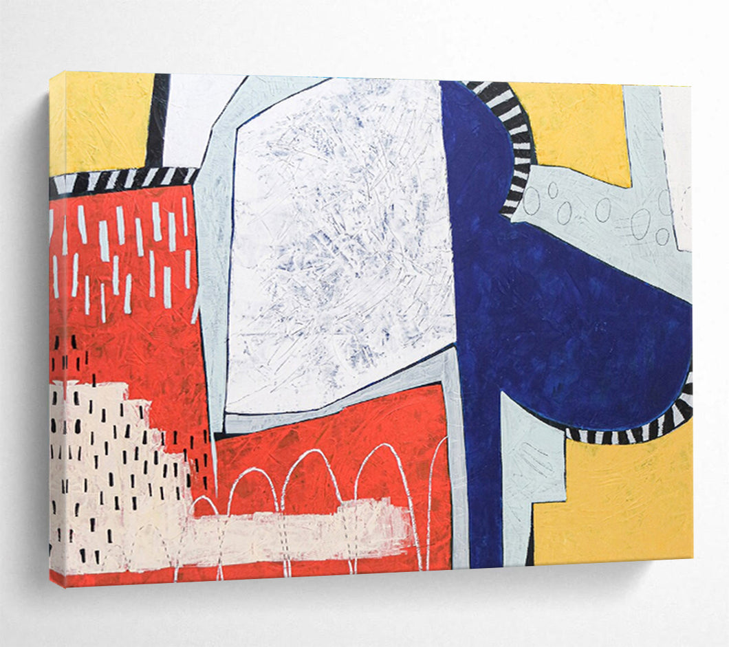 Bold Color - Block Geometric Abstract Painting on Canvas DKH544