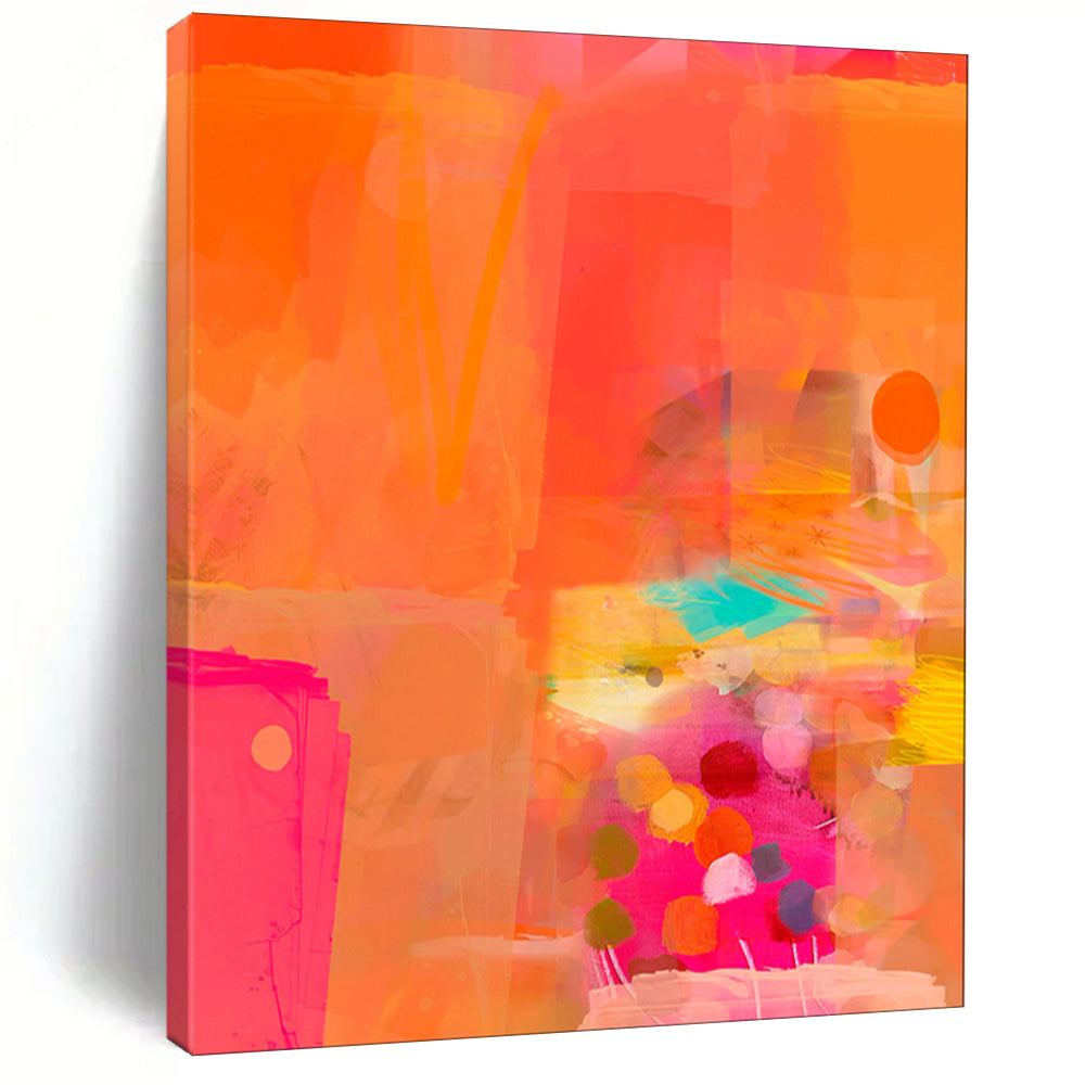 Energetic Bright Orange Abstract Collage, Ideal for Modern Fitness Studio & Bold Retail Space LargeART2002