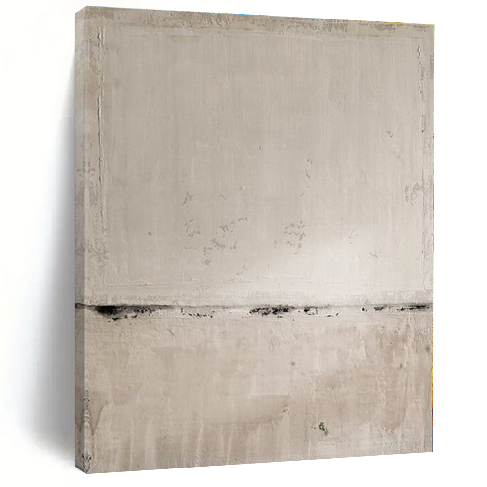 White - Gray Divided Abstract Painting, Ideal for Zen - Inspired Bathroom & Understated Living Room LargeART1370