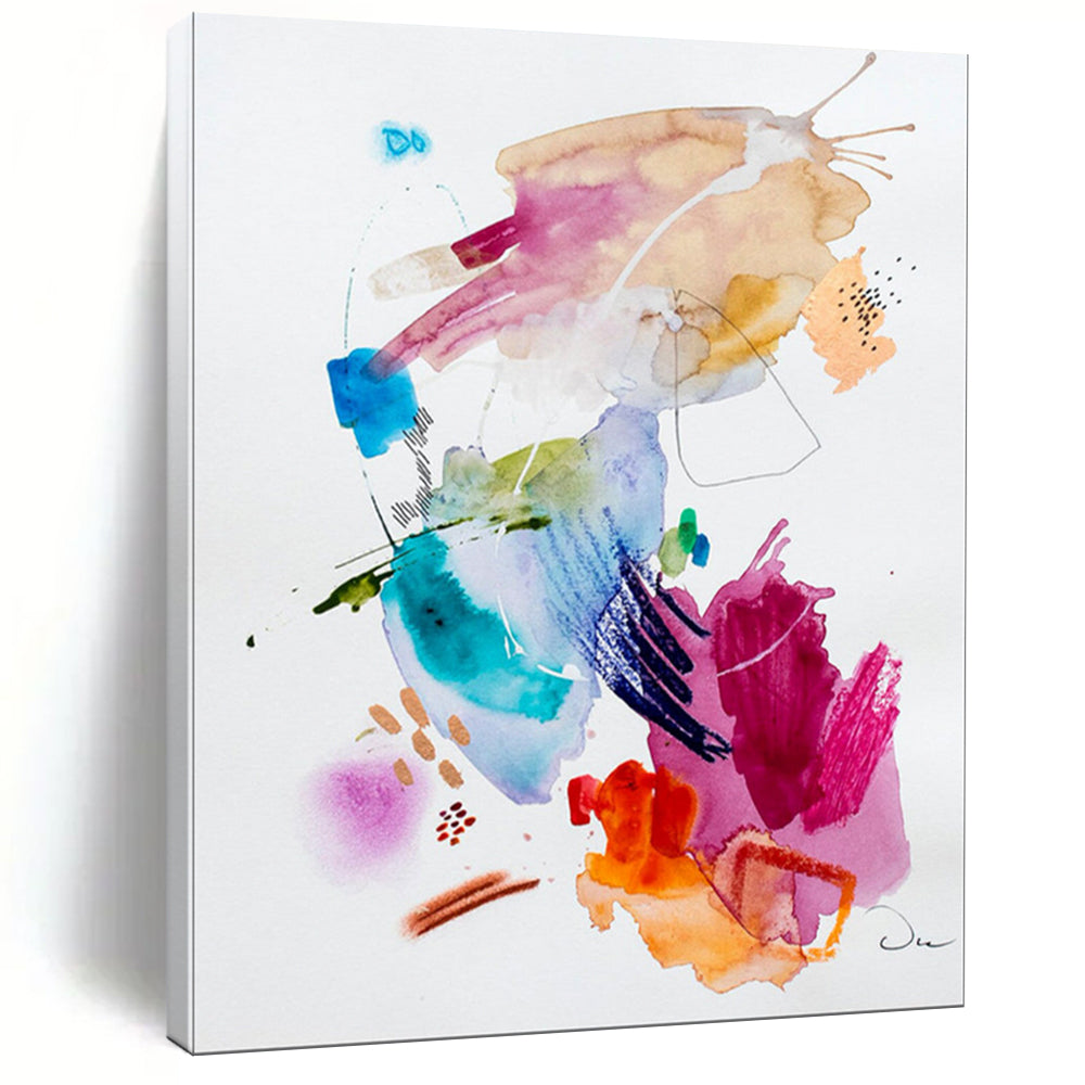 Vibrant Watercolor Abstract Painting, Ideal for Artistic Living Room & Creative Classroom LargeART1818