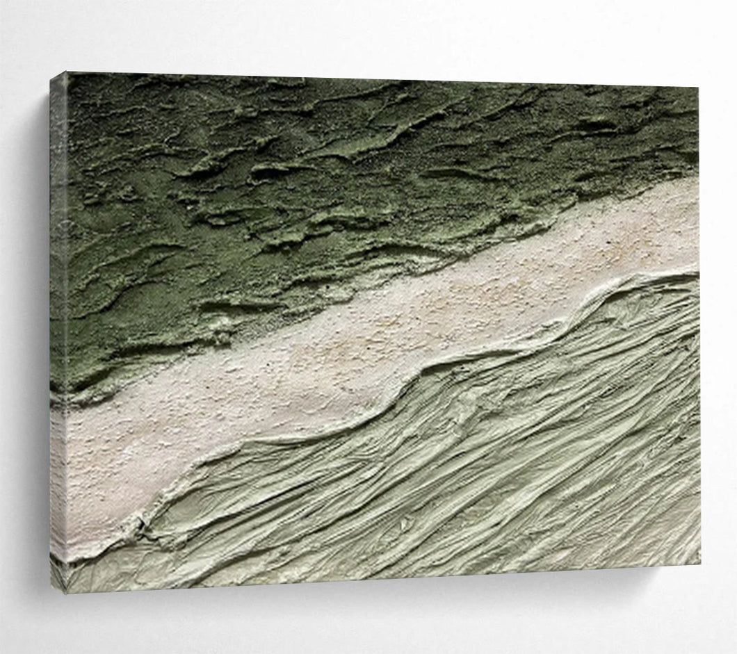 Textured Green & Beige Abstract Painting - Ideal for Nature - Inspired Living Room & Minimalist Office DKH001