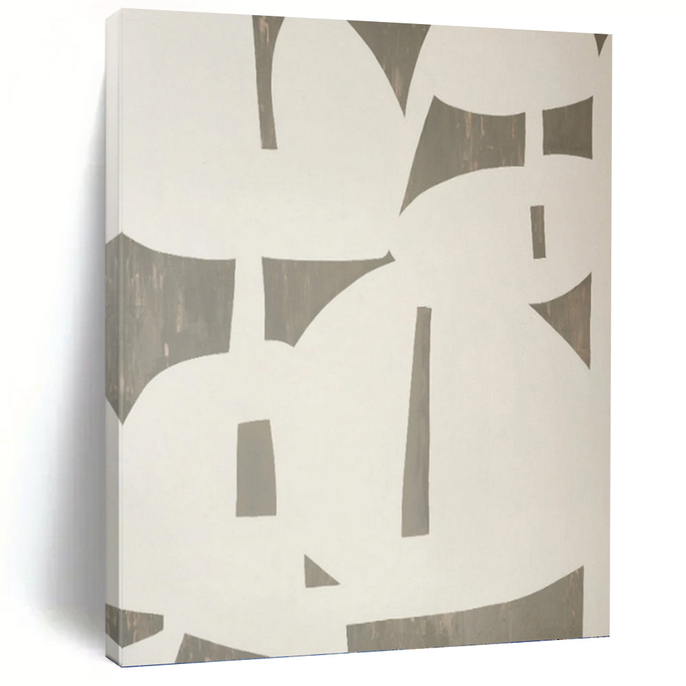 “Grey and White Silence” - Minimalist Shape Art, Ideal for Modern Hallway Style, Abstract Painting on Canvas DKH1075