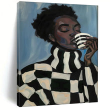 Load image into Gallery viewer, Blue - Black - White Abstract Portrait, Ideal for Stylish Home Office &amp; Modern Living Room LargeART2045
