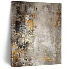Load image into Gallery viewer, Hand - painted Substantial Gray - Gold Abstract Mural Acrylic Art for Industrial - Style Lofts LargeART0086

