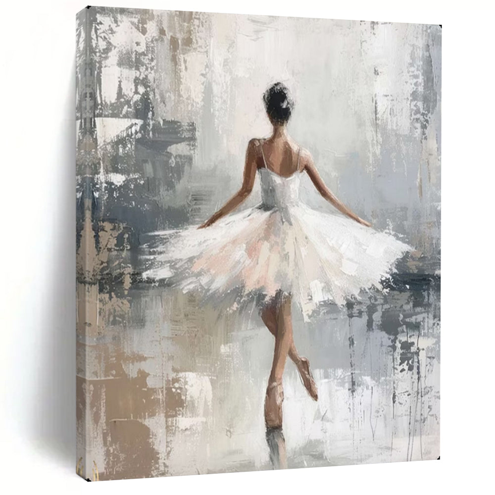 Impressionistic Abstract Painting, Soft - Toned Ballerina Art for Ballet Studio & Bedroom LargeART2174