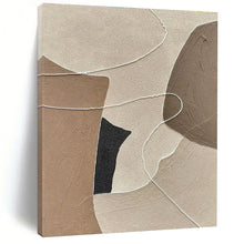 Load image into Gallery viewer, Beige and Brown Geometric with White Lines Acrylic Art - Ideal for Minimalist Living Room &amp; Modern Office LargeART0654
