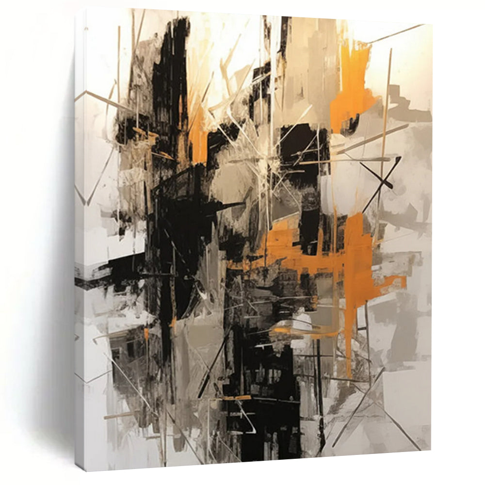 “Dynamic Black, Gray, and Orange Abstract” – Energetic Abstract with Bold Lines DTP116