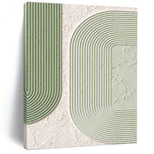 Load image into Gallery viewer, “Green &amp; White Textured Shapes” - Modern Abstract Art on Canvas DKH1493
