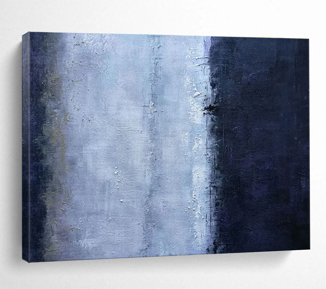 Minimalist “Blue - Gray Divide” Painting on Canvas, Abstract Calm Decor DKH840