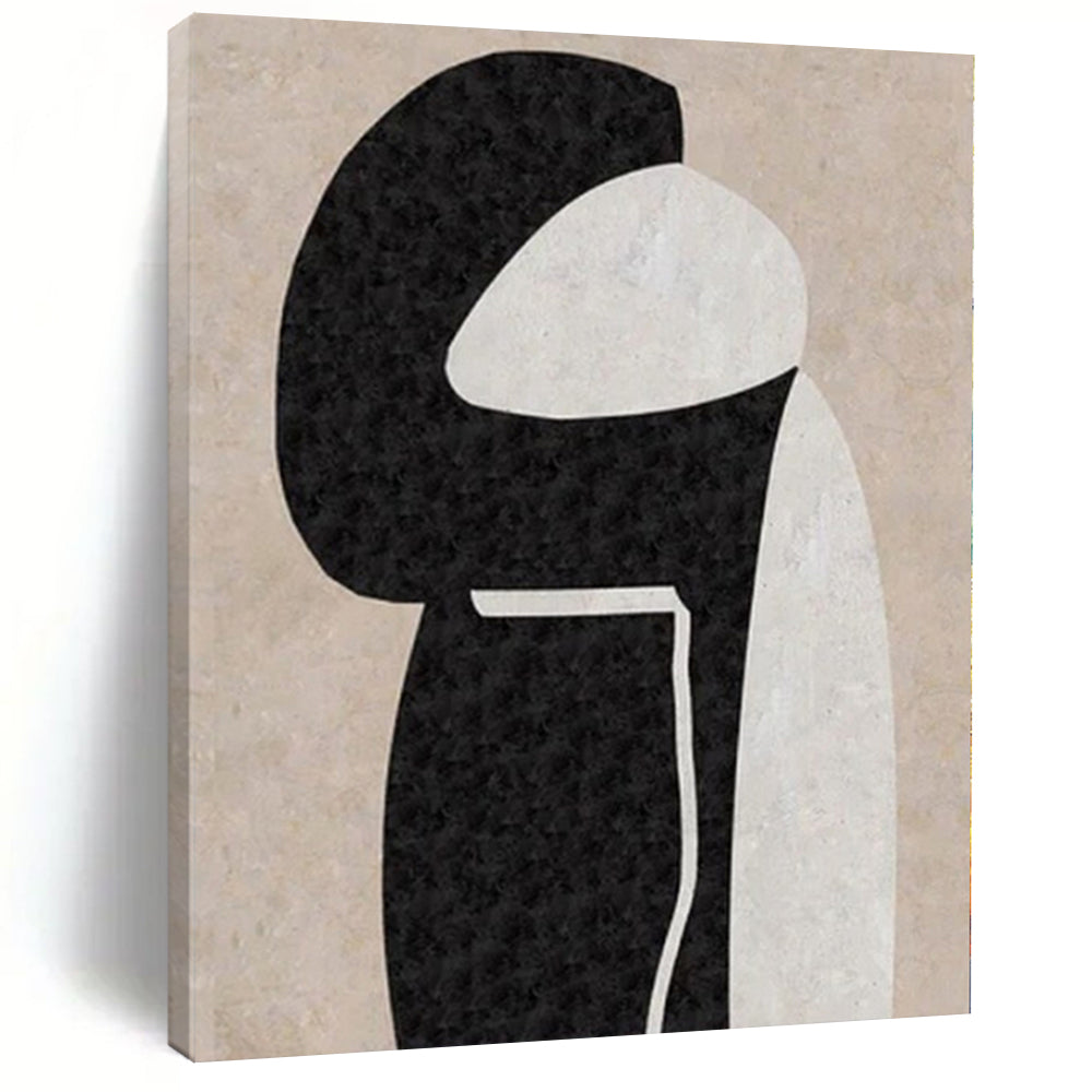 Black & White Abstract Figure Abstract Canvas Painting, Ideal for Minimalist Bedroom & Modern Gallery LargeART1134