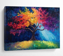 Load image into Gallery viewer, Colorful Tree “Starry Night Canopy” Painting on Canvas, Whimsical Landscape Art DKH813
