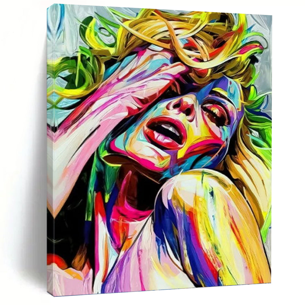 “Colorful Abstract Woman” - Pop - Art Inspired Portrait on Canvas DKH1638