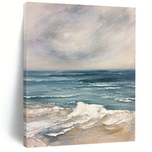 Load image into Gallery viewer, “Seascape Serenity” – Blue &amp; White Ocean - inspired Abstract Acrylic for Calm DTP048
