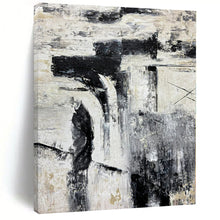 Load image into Gallery viewer, Black and White Textured Abstract Canvas Painting, Perfect for Monochrome Gallery &amp; Sleek Office LargeART1223
