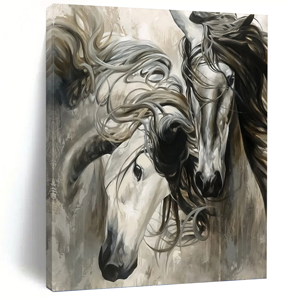 “Majestic Horses in Motion” - Impressionistic Equine Art on Canvas DKH1644