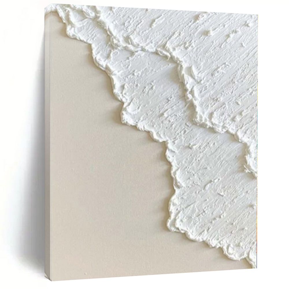 Large - Format Hand - painted White Textured Abstract Acrylic Art for Serene Bedrooms LargeART0170