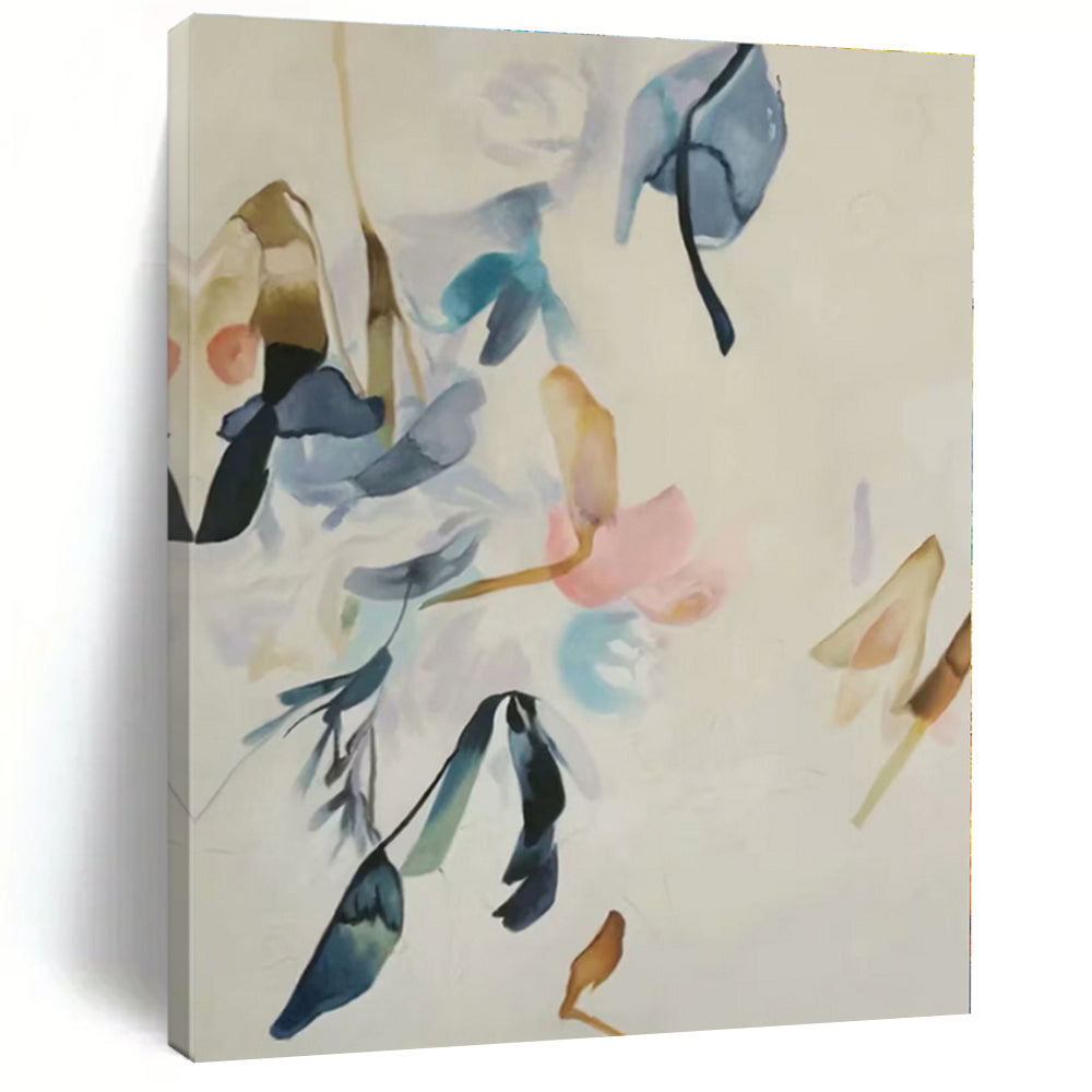 Large - Format Pastel Floral Abstract Art for Nursery & Feminine Boudoir LargeART0456