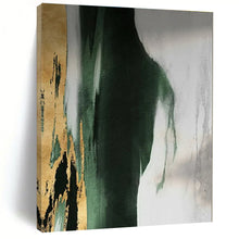 Load image into Gallery viewer, Green, Gold, and Gray Abstract Drip Acrylic Art - Great for Luxe Home Office &amp; Sophisticated Lounge LargeART0640
