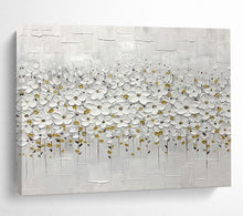 Load image into Gallery viewer, “White Floral Elegance” - Abstract Acrylic with Textured White Flowers, For Dining Room and Bedroom DLZ214
