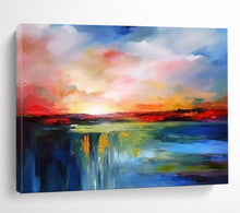 Load image into Gallery viewer, Colorful Sky &amp; Waterfall Abstract Art for Creating an Artistic Atmosphere in Hallways LargeART1597

