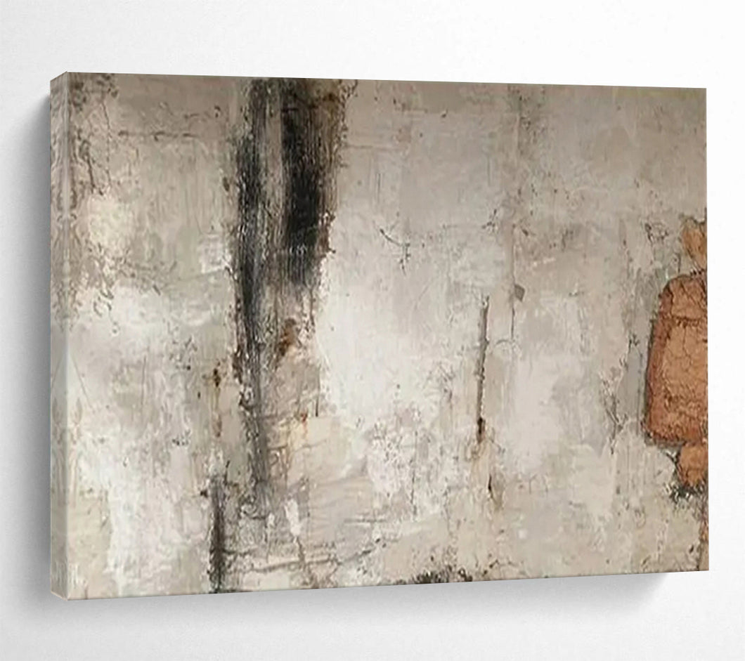 Hand - Painted Gray - White Textured Abstract Acrylic Art for Industrial - Style Living Room Wall LargeART1625