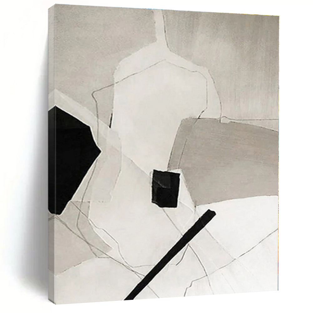 White - Black Geometric Shapes Acrylic Art - Suited for Scandinavian - style Home & Artistic Bedroom LargeART0559