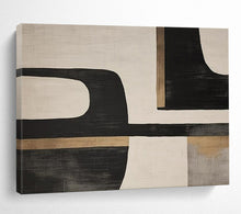 Load image into Gallery viewer, Hand - painted Black, White, and Gold Geometric Shapes Acrylic Art for Luxurious Dining Room Accents LargeART1734
