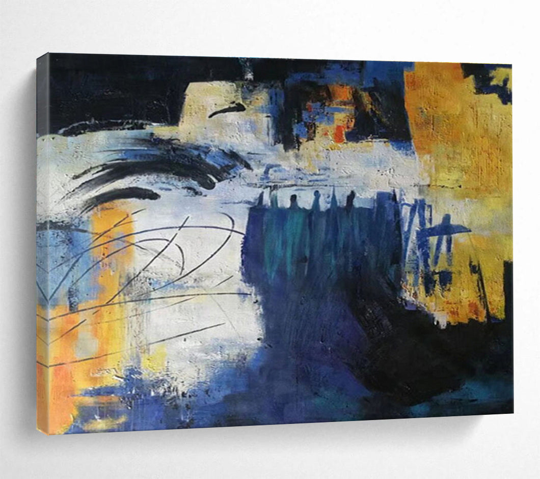 Abstract City “Colorful Chaos” Painting on Canvas, Expressive Urban Art DKH850