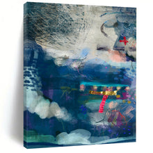 Load image into Gallery viewer, Hand - painted Oversized Blue - Toned Mixed Media Abstract Acrylic Art for Coastal - Inspired Studies LargeART0095
