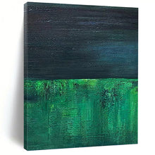 Load image into Gallery viewer, “Dark Green and Blue Layers” - Green, Blue Abstract Art on Canvas DKH1201
